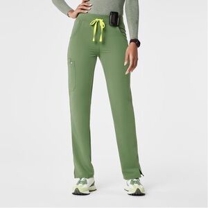 Figs Green Women's Pants with Yellow Drawstring